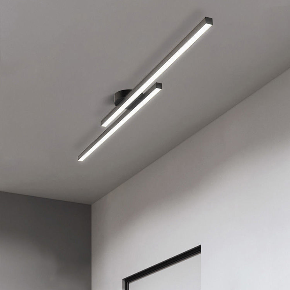 Flush Mount LED Overhead Light | Black Aluminum Linear Low-Profile Fixture for Bedrooms, Entryways & Compact Spaces | Modern Minimalist Desi | Thomler
