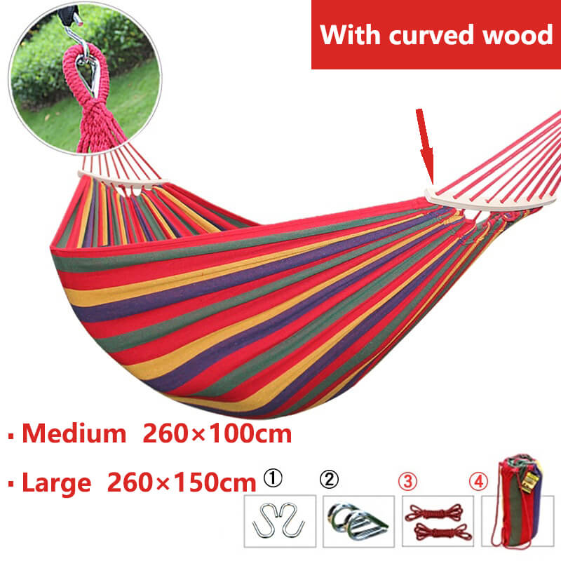 Cotton Blend Swing Hammock with Spreader Bar 102 in Total Length Red Blue for Backyard Patio Camping Outdoor Relaxation Adults Kids Portable | Thomler