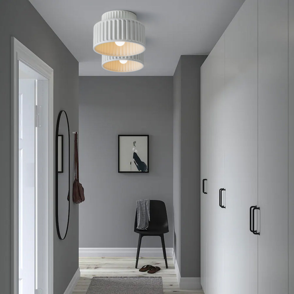 Flush Mount Resin Ceiling Light 10 in White for Low Ceilings Kitchen Hallway Bedroom Dining Room Compact Overhead Fixture E26 Socket | Thomler
