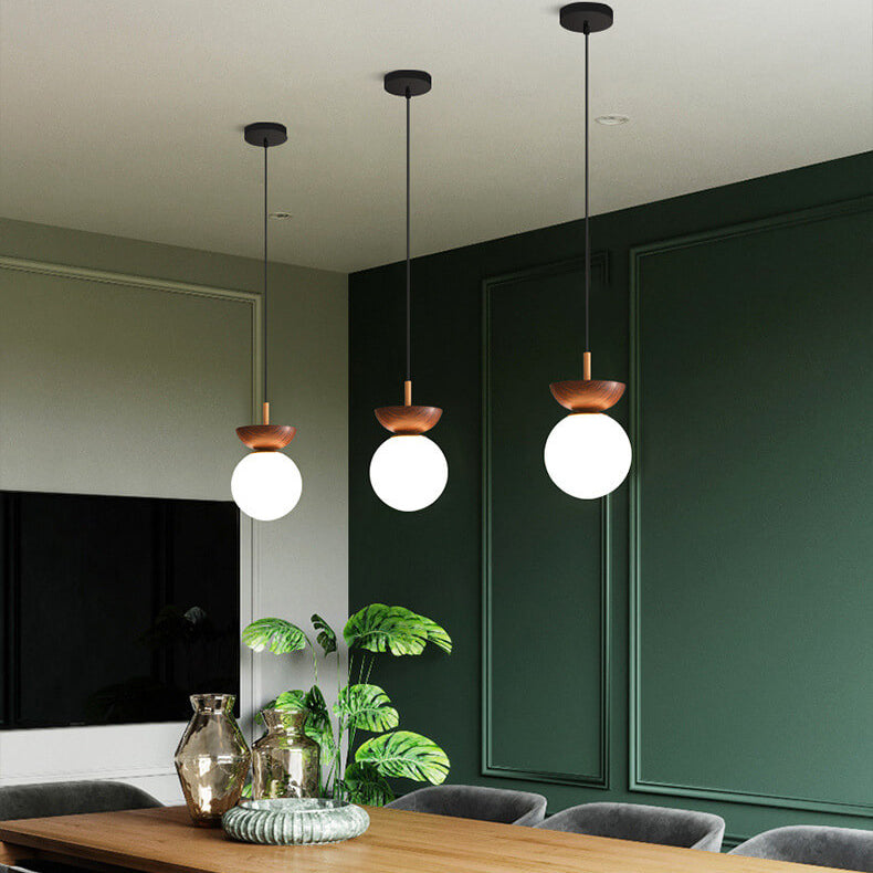 Glass & Iron Hanging Ceiling Light Fixture 6.3 in Adjustable Cord Modern Semi-Flush Mount for Bedroom Entryway Home 110V G9 Socket | Thomler