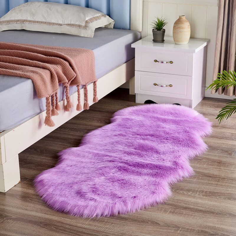 Alfombra de pasillo de piel sintética afelpada de 24 × 47 pulgadas, color beige, con base antideslizante, estilo piel de oveja ultrasuave para pasillo, dormitorio, entrada, sala de estar | Thomler