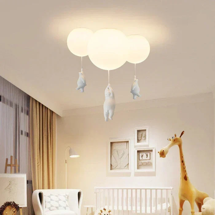 Kinder-Deckenleuchte Kinderzimmer Bär Ballon Pendelleuchte LED-Lampe Schlafzimmer Spielzimmer Deko Warmweißes Licht Tiermotiv Hängeleuchte