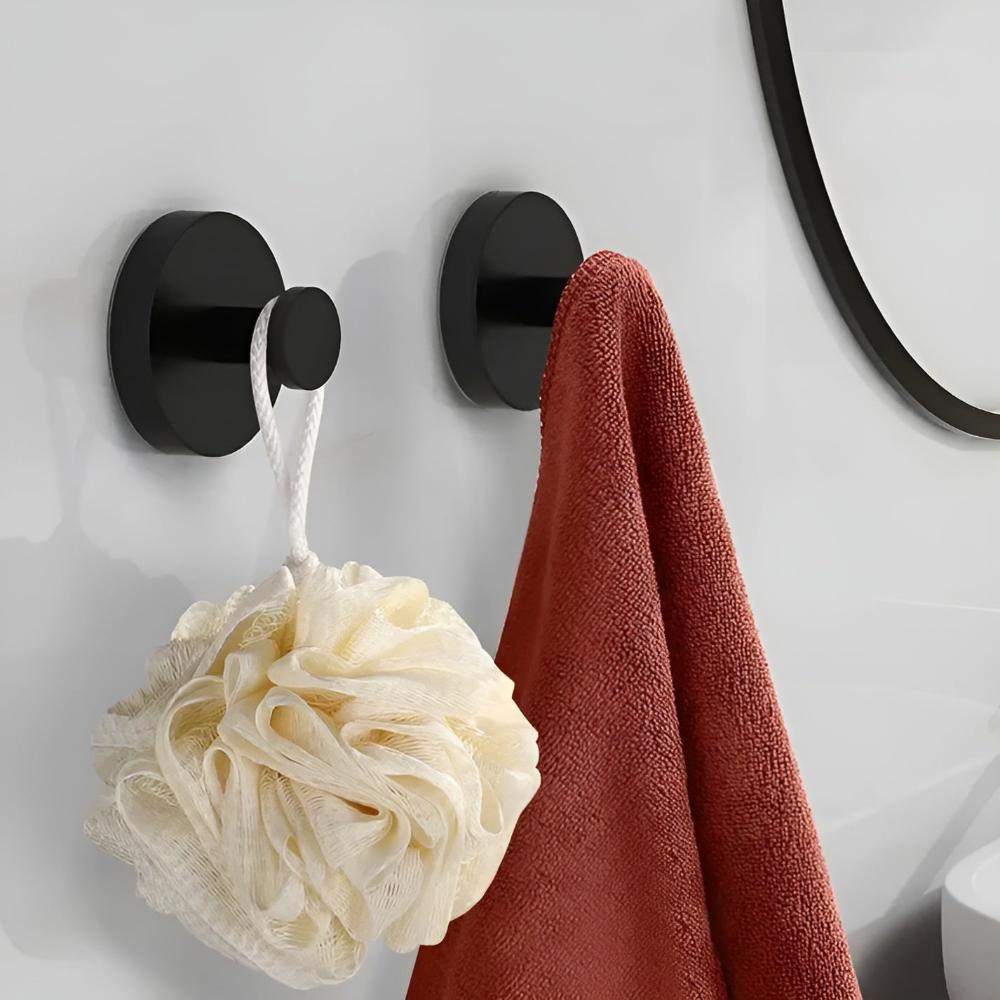 Selbstklebende Haken für Badezimmer, Küche, Handtuchhalter, bohrfrei, Edelstahl, Bademantelhaken, Organizer-Set, Tragkraft 6,8 kg, abnehmbare Wandmontage | Thomler