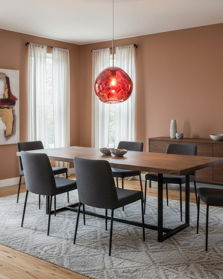 Hanging Dome Shade with Reflective Finish – Adjustable Drop Fixture for Kitchen Island, Dining Room, Bedroom – Metal Construction with E26 S | Thomler