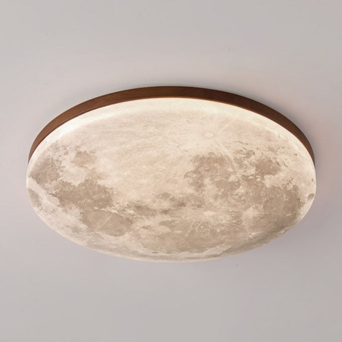 Round Wood Ceiling Light 15 in LED Flush Mount Fixture 24W 2400lm for Bedroom Living Room Hallway Modern Lighting | Thomler