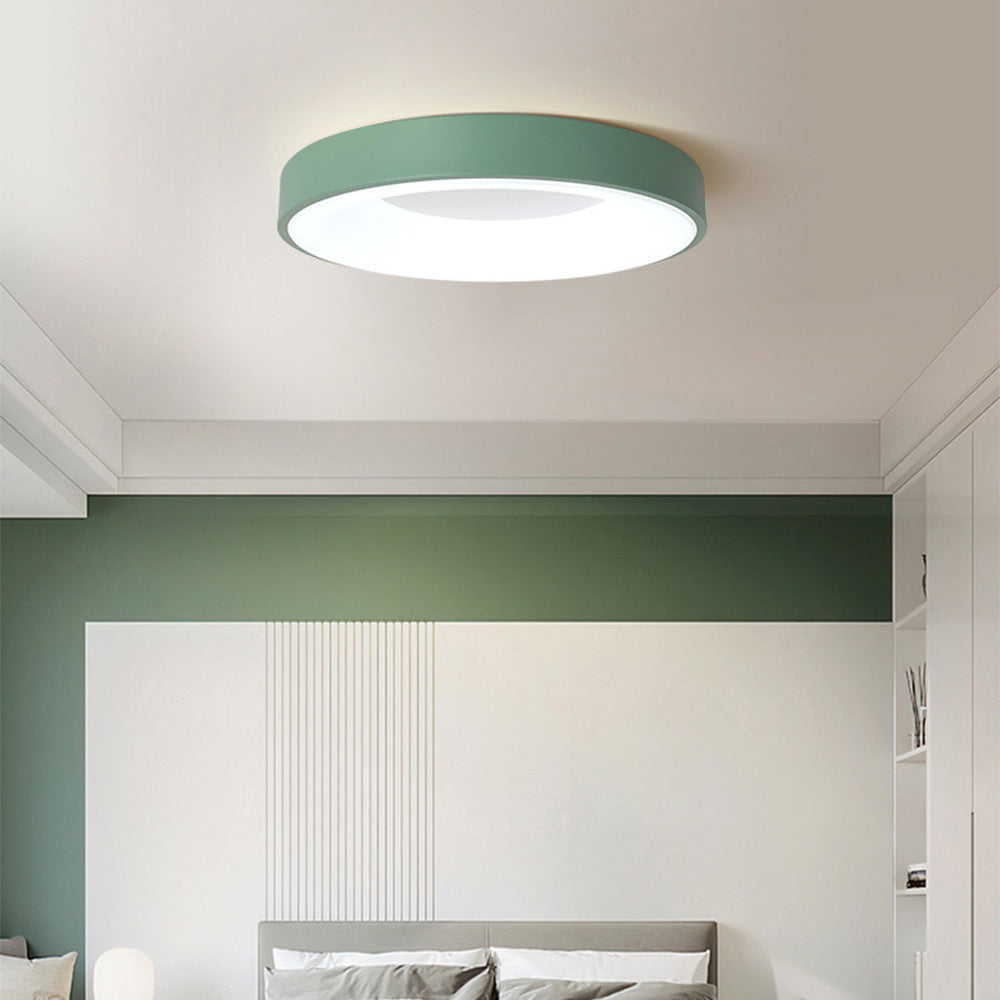 Round Flush Mount LED Fixture Iron Acrylic Low Profile for Bedroom Hallway Living Room Kitchen Dining Room Modern Minimalist Slim Design | Thomler
