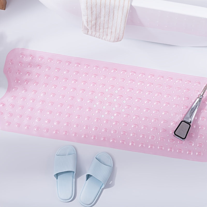 Anti-Rutsch-Duschmatte 40 × 16 Zoll Graue PVC-Badewanneneinlage mit Ablauflöchern und Saugnäpfen für nasse Oberflächen | Thomler