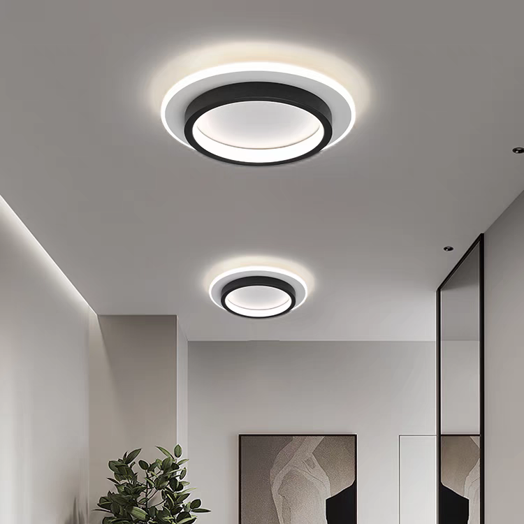 LED-Deckenaufbauleuchte, flach, 10 W/20 W, ultra-slim, 2-Zoll-Profil, Schwarz/Weiß, für niedrige Decken, Schlafzimmer, Flur, Eingangsbereich, Apartment, Wohnzimmer, Modern H | Thomler
