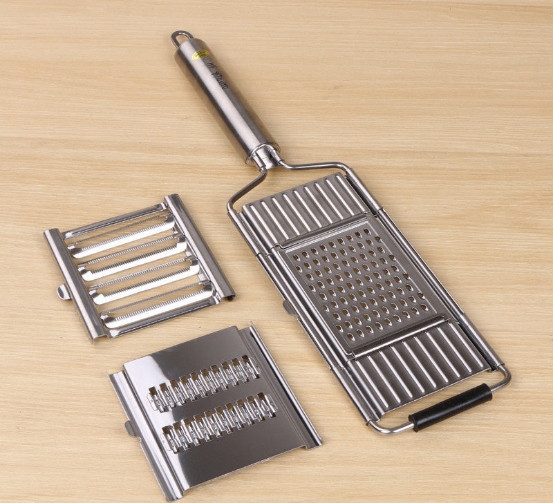 Rallador de verduras manual de acero inoxidable, juego de 4 piezas para cocina, para queso, zanahorias, patatas y calabacines, herramienta de preparación para cocina en casa | Thomler