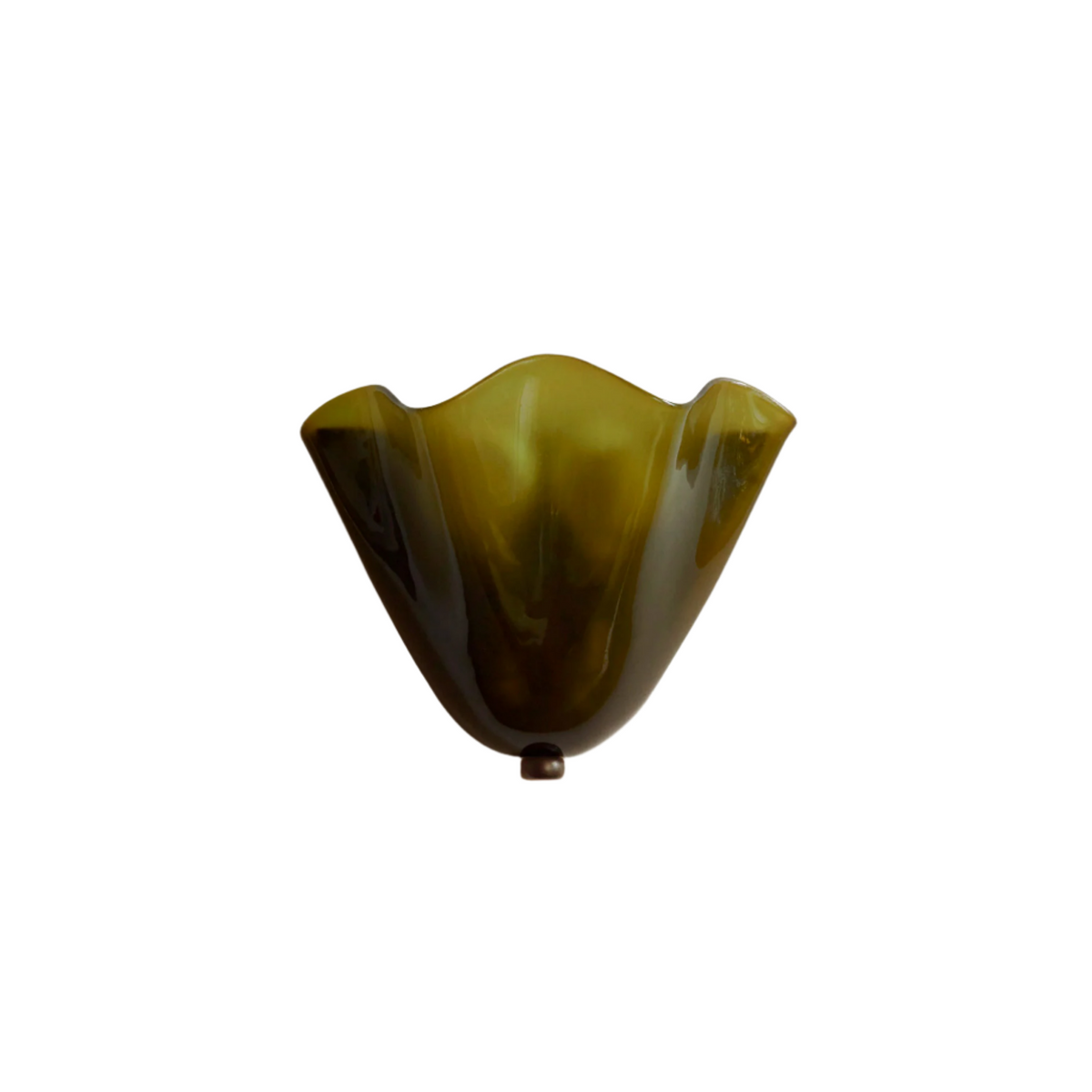 Shell-Inspired Glass Sconce 11 Inch Wide Vintage Iron Bedside Fixture Warm Ambient Hallway Lighting E14 Base Brown Green Beige Tinted Shade | Thomler