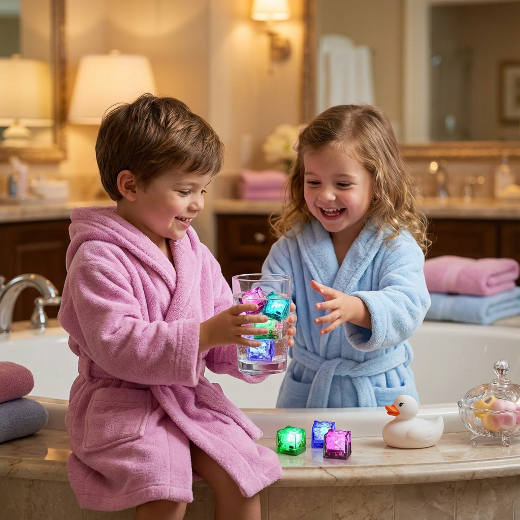 Light-Up Bath Cubes for Kids 6-Pack Waterproof LED Floating Toys Sensory Play Color-Changing Glow Cubes for Toddlers Bathtub Fun | Thomler