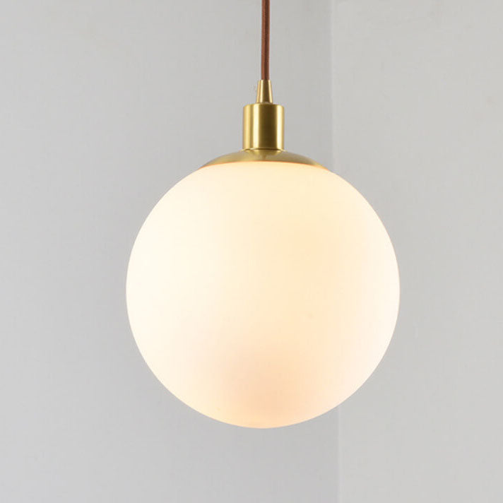 Adjustable Ceiling Pendant with Glass Shade for Entryway, Den, or Sleeping Space - Modern Suspended Fixture in White or Gold - 10 Inch Globe | Thomler
