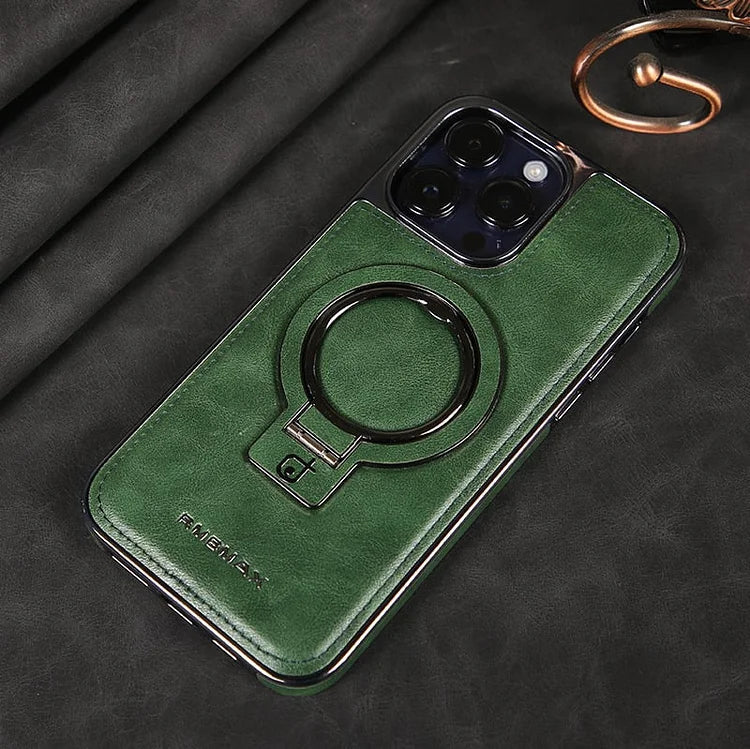 Strukturiertes iPhone-Case mit klappbarem Ständer und magnetischer Ring-Ausrichtung
