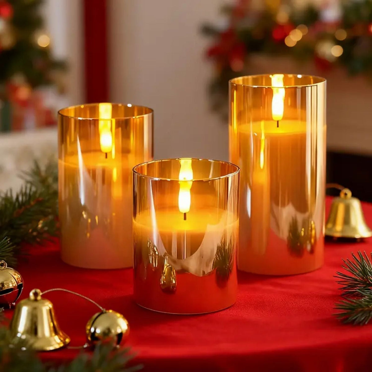 Fernbedienbare, flammenlose LED-Kerzen mit Rauchglas-Gehäuse für Wohn-, Schlaf- und Esszimmer | Thomler
