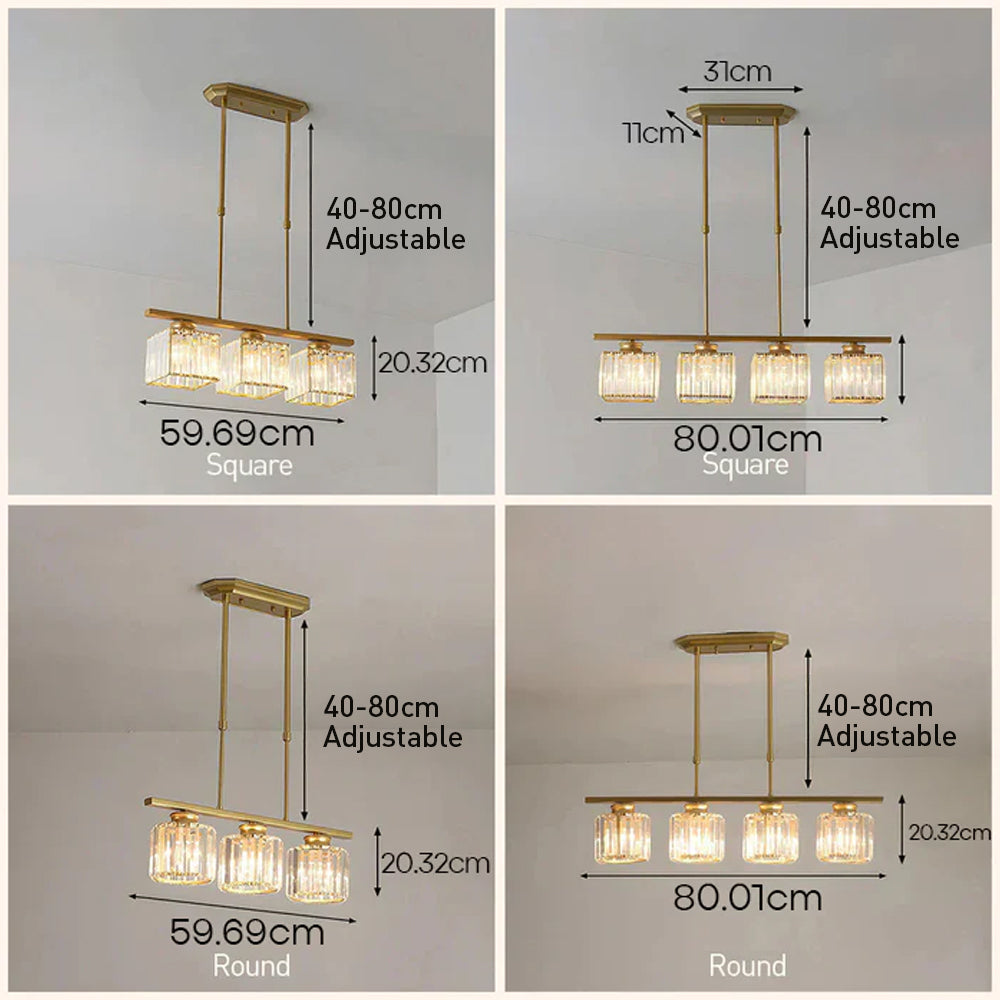 Hanglamp met heldere glazen bollen – Pendelarmatuur met 3 of 4 lichtpunten – In hoogte verstelbaar 35-70 cm – Zwart of goudkleurig metalen frame voor keuken | Thomler