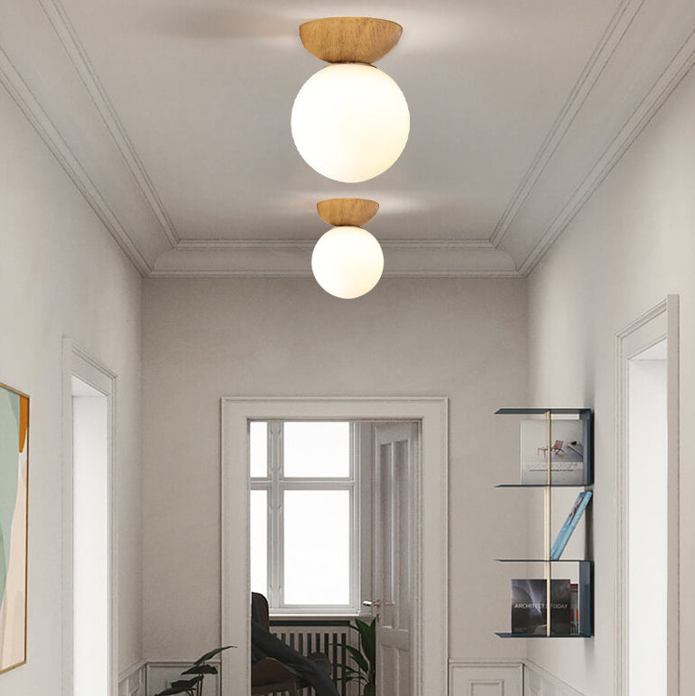 Glass & Iron Hanging Ceiling Light Fixture 6.3 in Adjustable Cord Modern Semi-Flush Mount for Bedroom Entryway Home 110V G9 Socket | Thomler