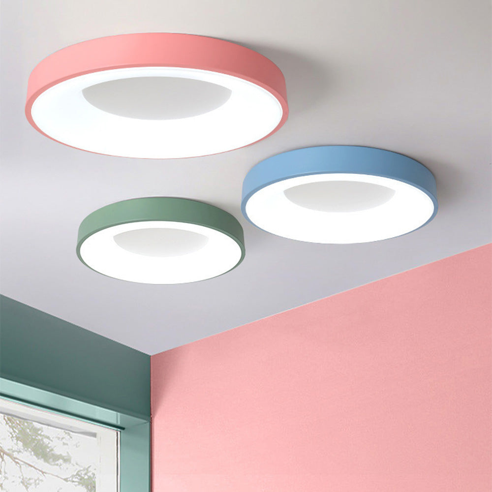Round Flush Mount LED Fixture Iron Acrylic Low Profile for Bedroom Hallway Living Room Kitchen Dining Room Modern Minimalist Slim Design | Thomler