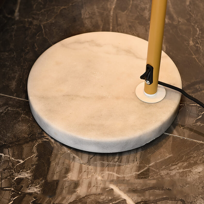 Standing Lamp with Stone Base and Fabric Shade 63 in Tall Natural White Plug-In Light for Bedroom Den Corner Accent Contemporary Home Decor | Thomler