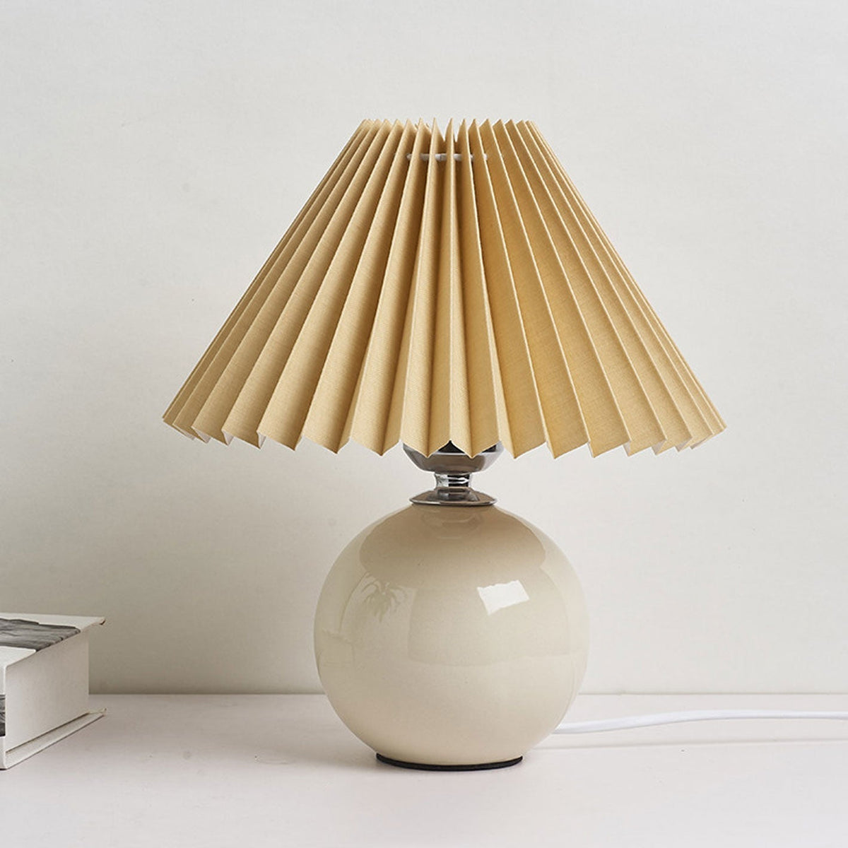 Ceramic Accent Lamp with Fabric Shade 11x9.5 in E26 Socket for Nightstand Desk Study Room Reading Light Modern Home Decor | Thomler