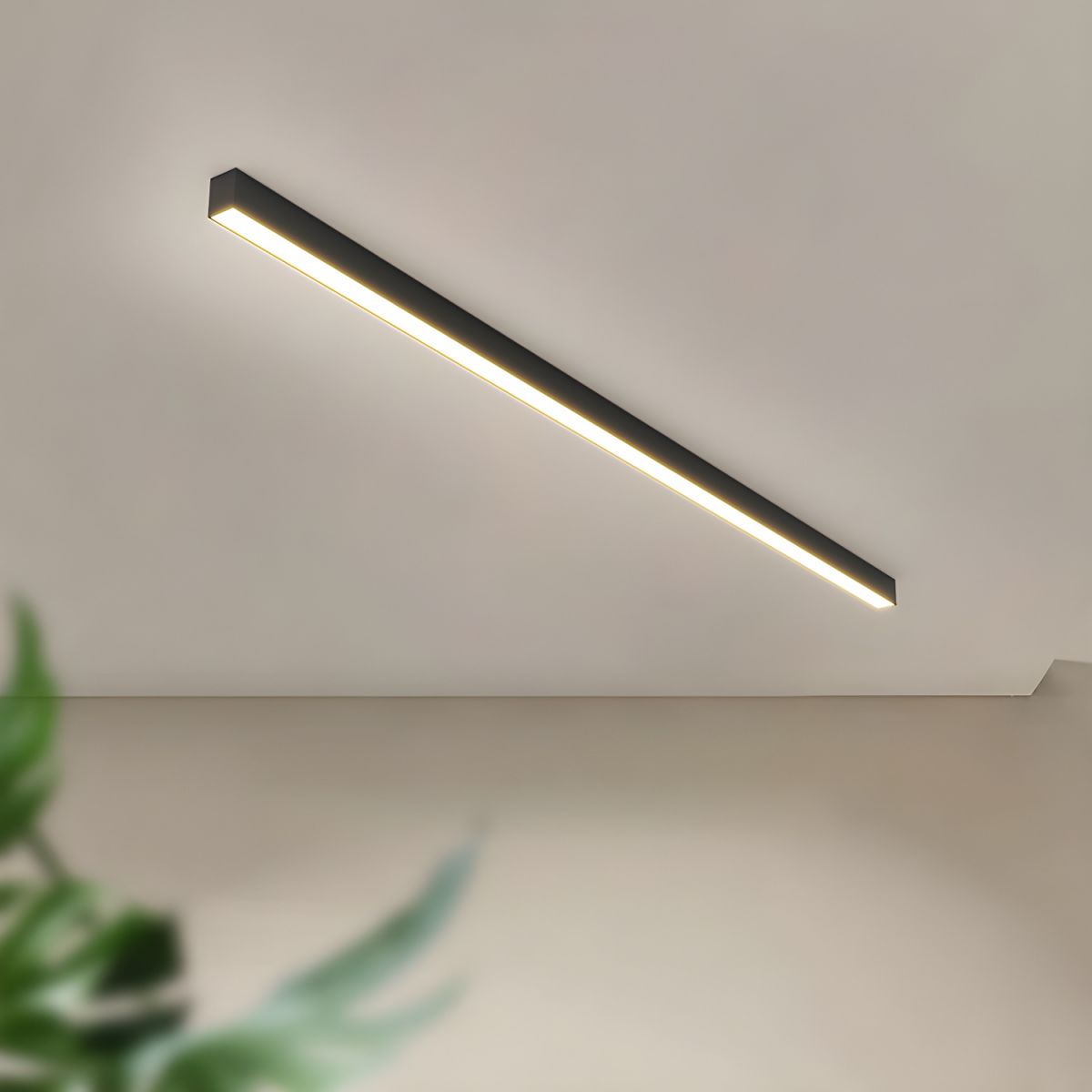 Linear LED Flush Mount Ceiling Light 47-inch Black Fixture for Bedroom Living Room Hallway Contemporary Minimalist Home Lighting | Thomler