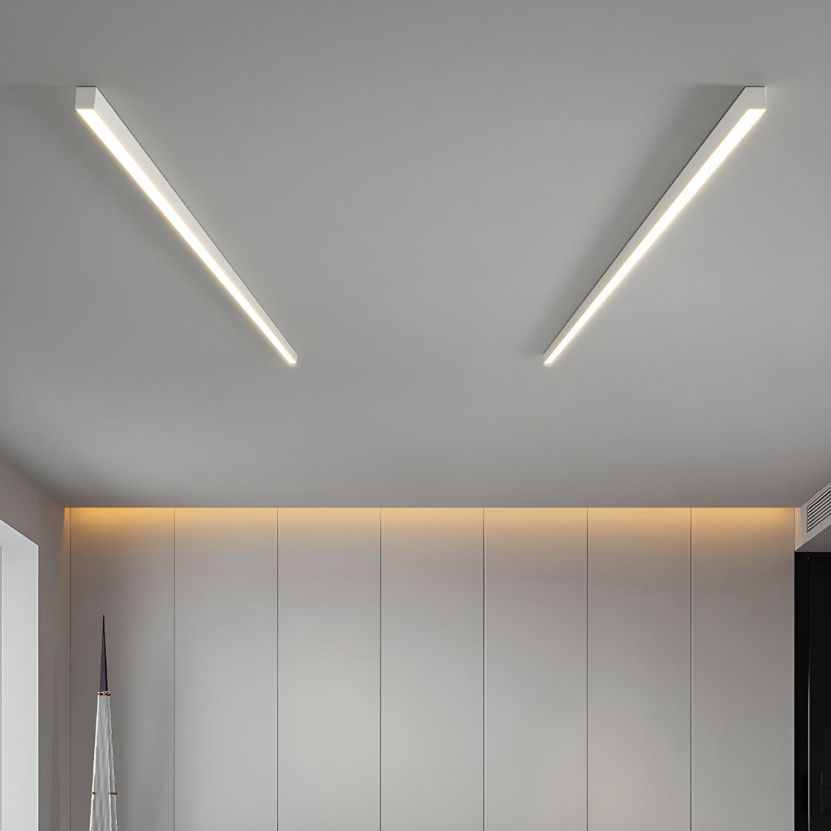 Linear LED Flush Mount Ceiling Light 47-inch Black Fixture for Bedroom Living Room Hallway Contemporary Minimalist Home Lighting | Thomler