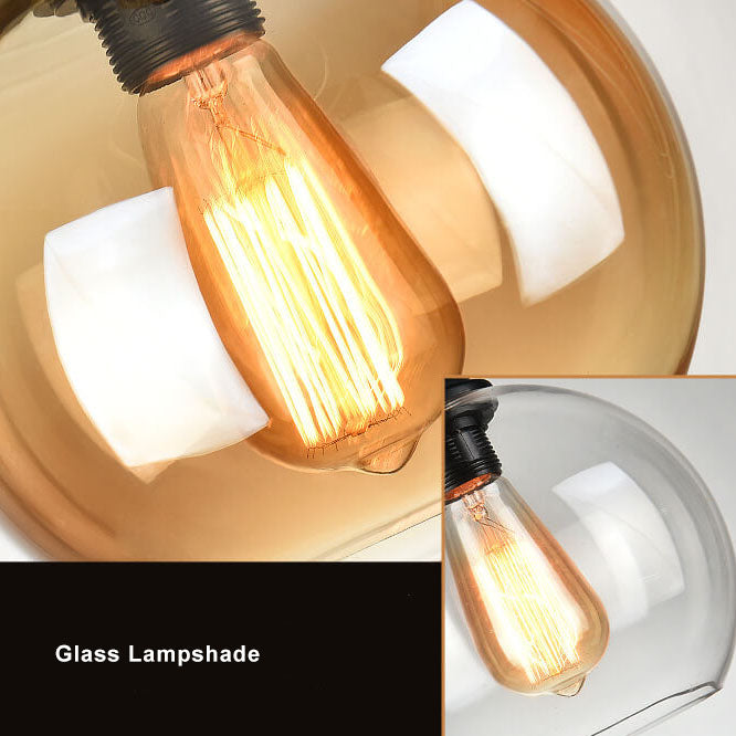Hanging Ceiling Light Fixture Glass Shade Rope Accent E26 Socket Adjustable Height for Entryway Bedroom Living Space Contemporary Farmhouse | Thomler