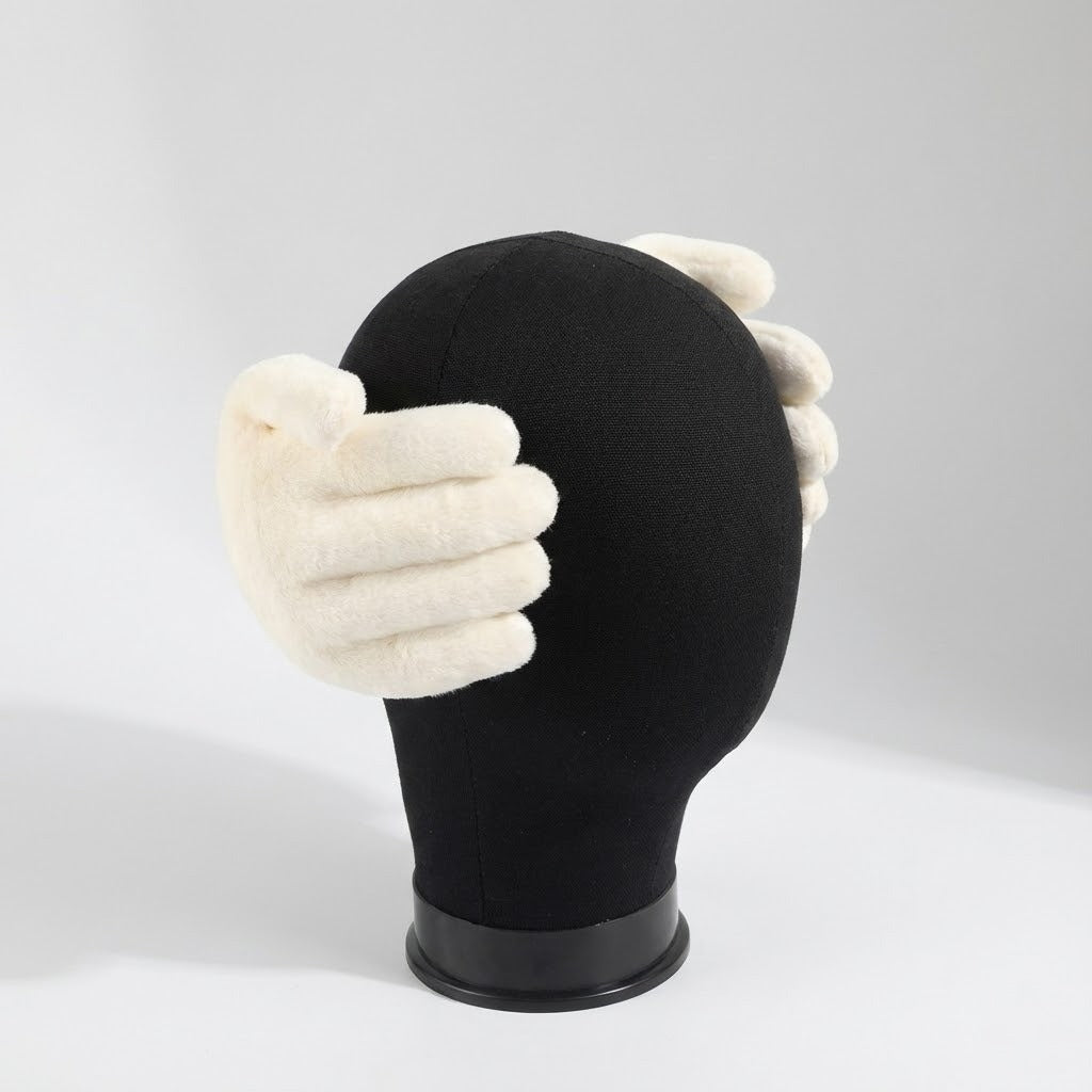 Plush Hand-Shaped Ear Warmers – Padded Winter Earmuffs for Men & Women