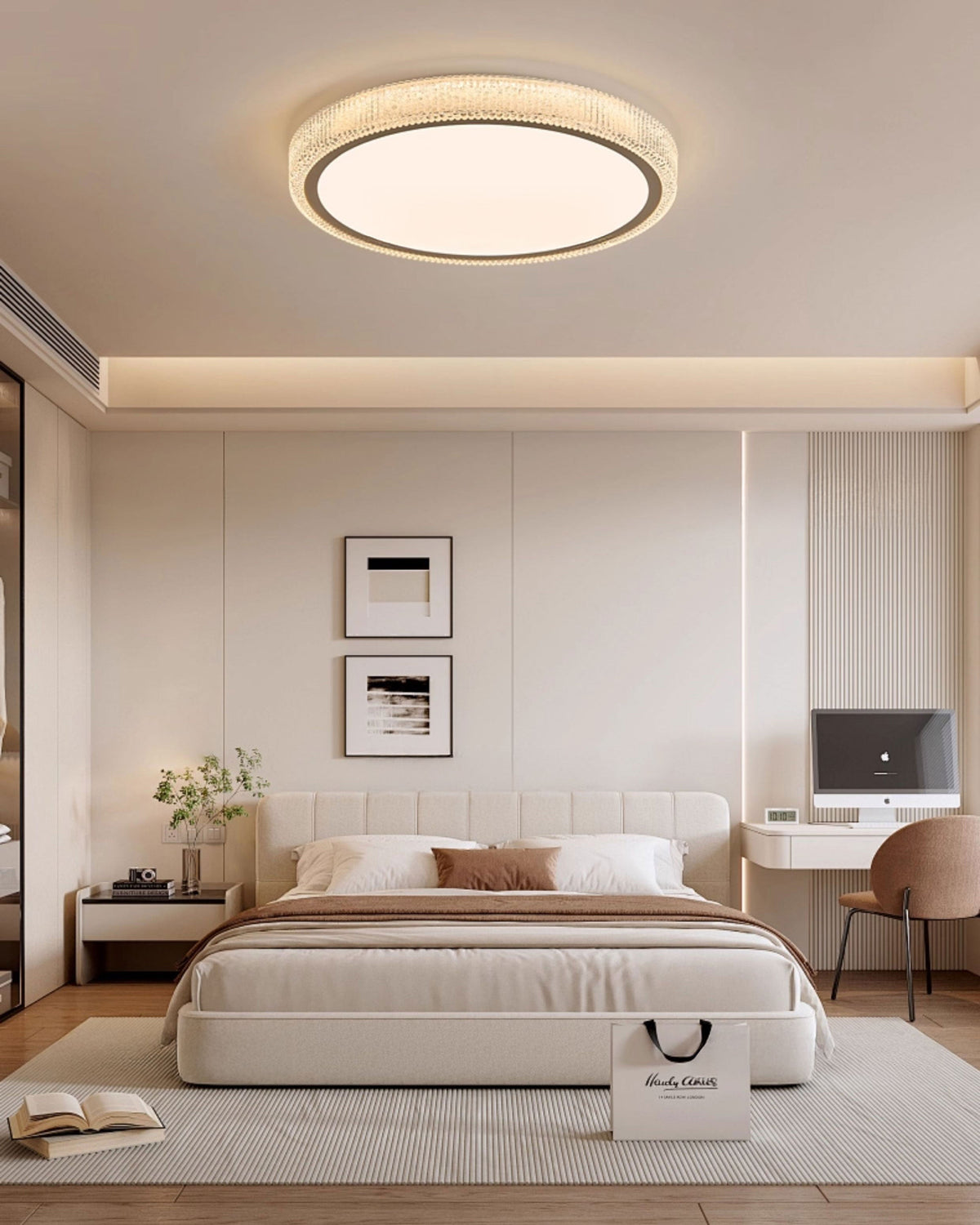 Round Flush Mount LED Ceiling Light 22W Low Profile Modern Fixture for Bedrooms Living Rooms Hallways Warm White 2700K 1200 Lumens Metal Acr | Thomler