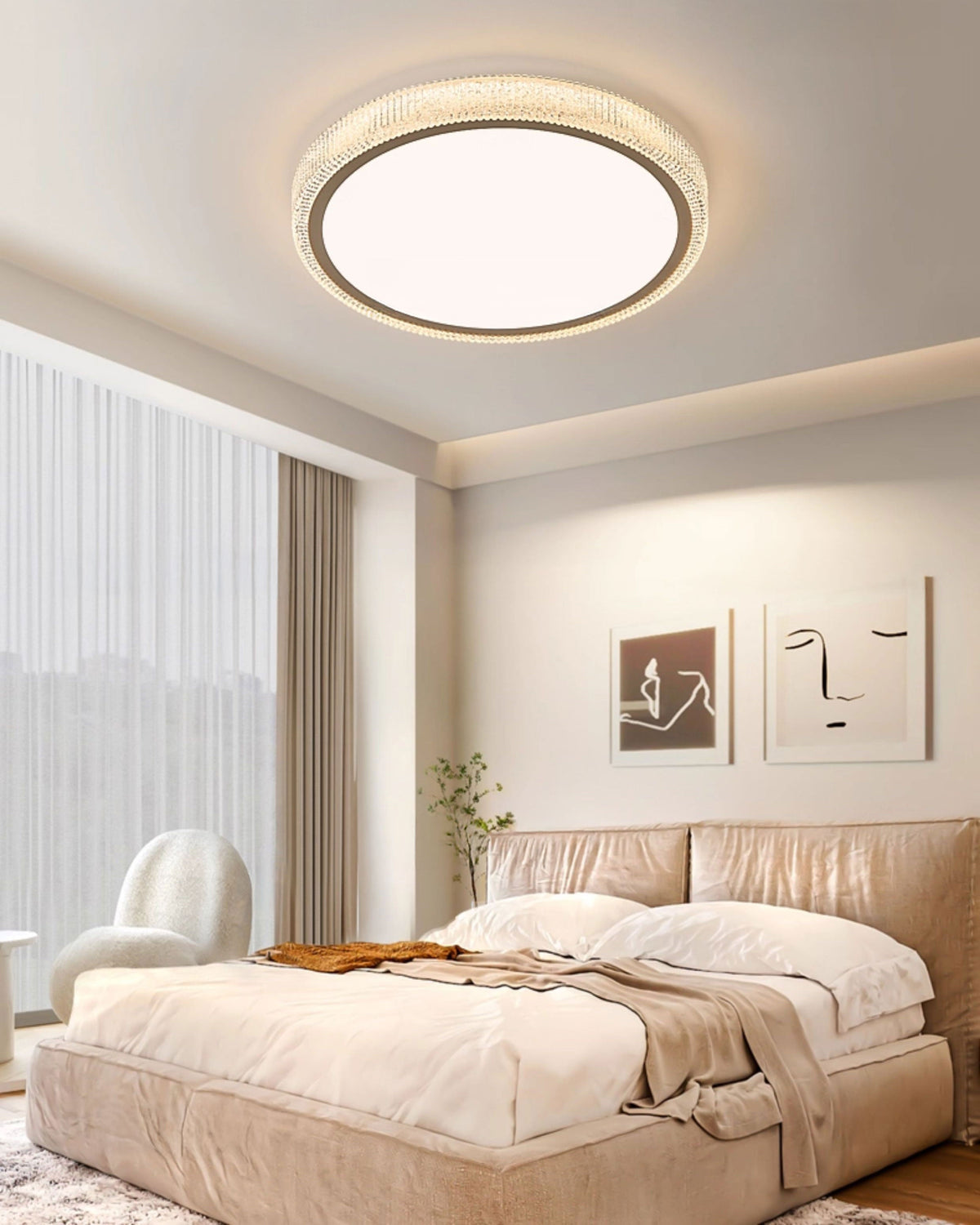 Round Flush Mount LED Ceiling Light 22W Low Profile Modern Fixture for Bedrooms Living Rooms Hallways Warm White 2700K 1200 Lumens Metal Acr | Thomler