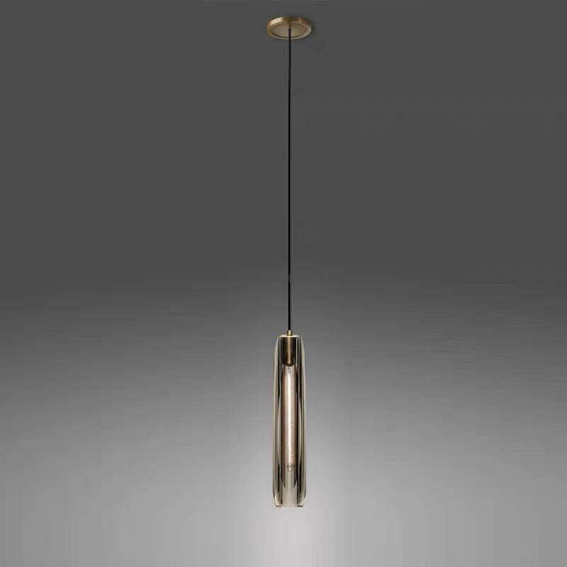 Glass Cylinder Hanging Light Fixture 15 Inch Height Adjustable Drop Ceiling Lamp for Dining Room Bedroom Living Room Contemporary Minimalist | Thomler