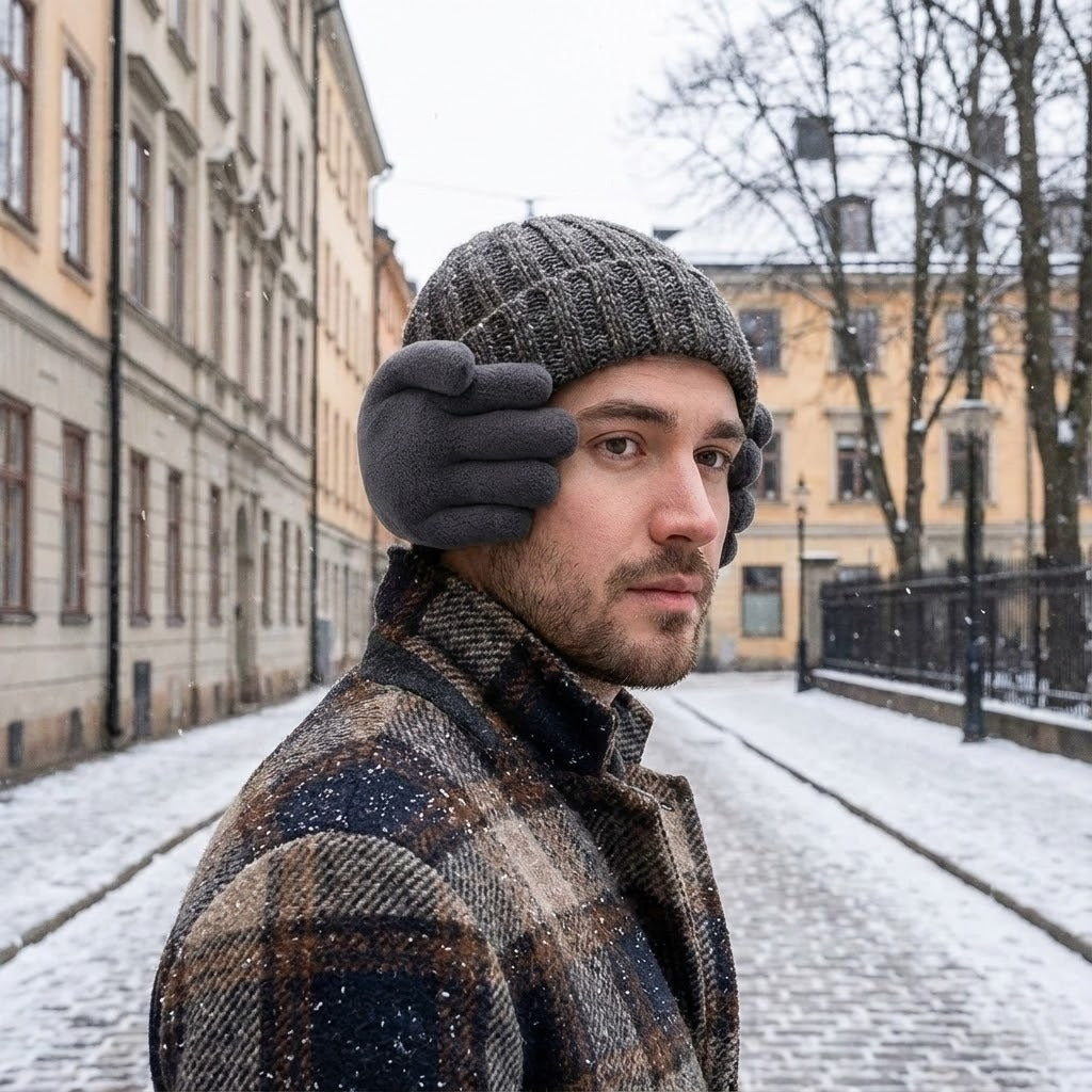 Plush Hand-Shaped Ear Warmers – Padded Winter Earmuffs for Men & Women