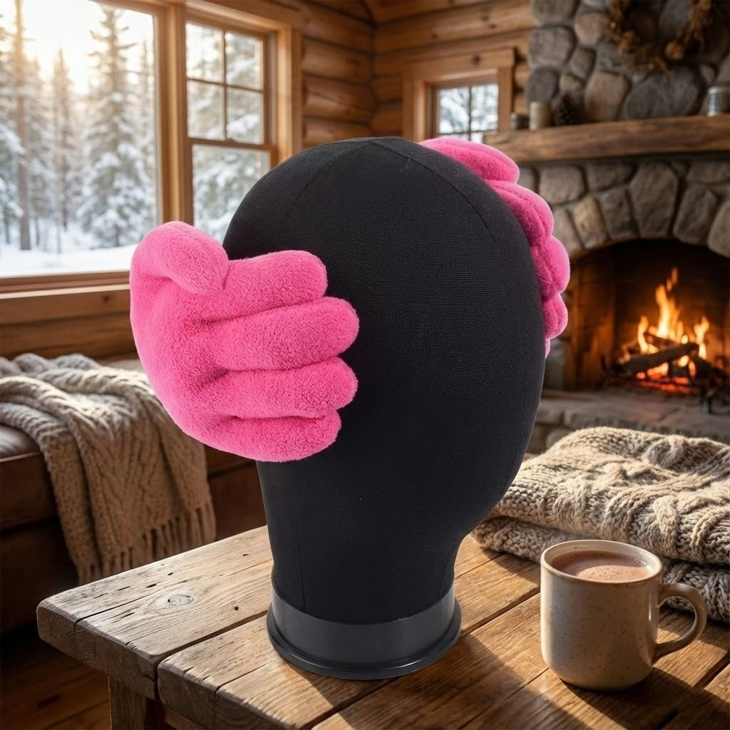 Plush Hand-Shaped Ear Warmers – Padded Winter Earmuffs for Men & Women