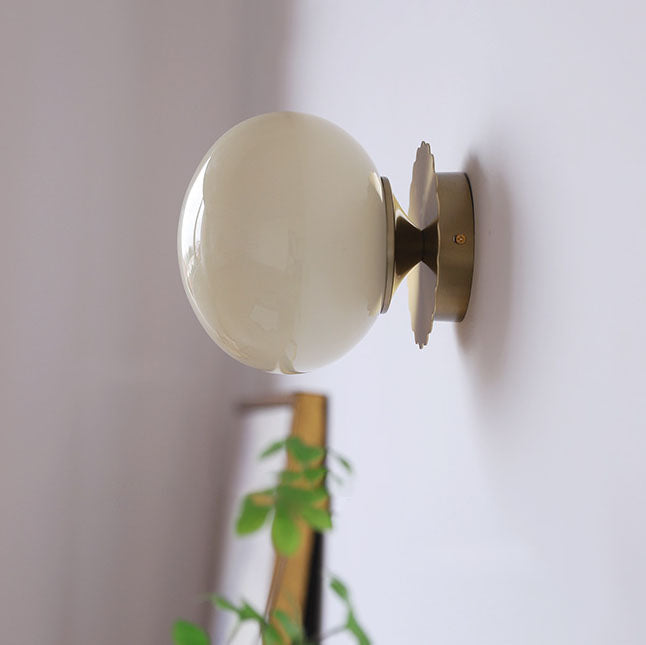 Metal & Glass Sconce Fixture 7 in Pink Beige White E26 Socket for Bedroom Office Hallway Ambient Task Lighting | Thomler