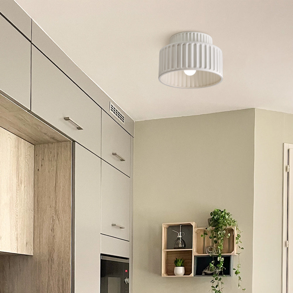 Flush Mount Resin Ceiling Light 10 in White for Low Ceilings Kitchen Hallway Bedroom Dining Room Compact Overhead Fixture E26 Socket | Thomler