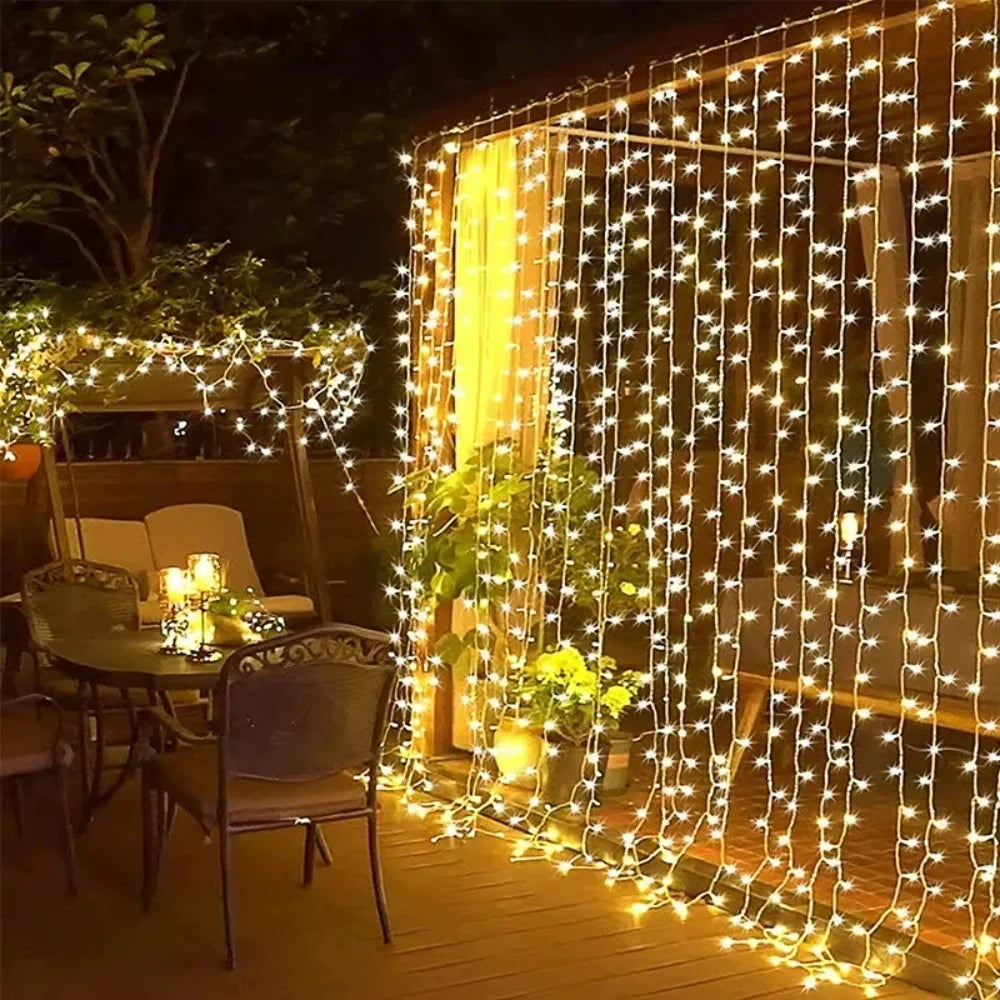 LED-Vorhang-Lichterkette Warmweiß USB-betrieben mit Fernbedienung 8 Modi für Innen- und Außenbereich Terrasse Schlafzimmer Hochzeit Party Dekorative Wasserdicht