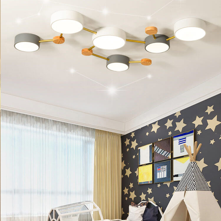Rectangular LED Ceiling Light 36W Gray Wood and Metal Low-Profile Design for Bedrooms Entryways Modern Home | Thomler