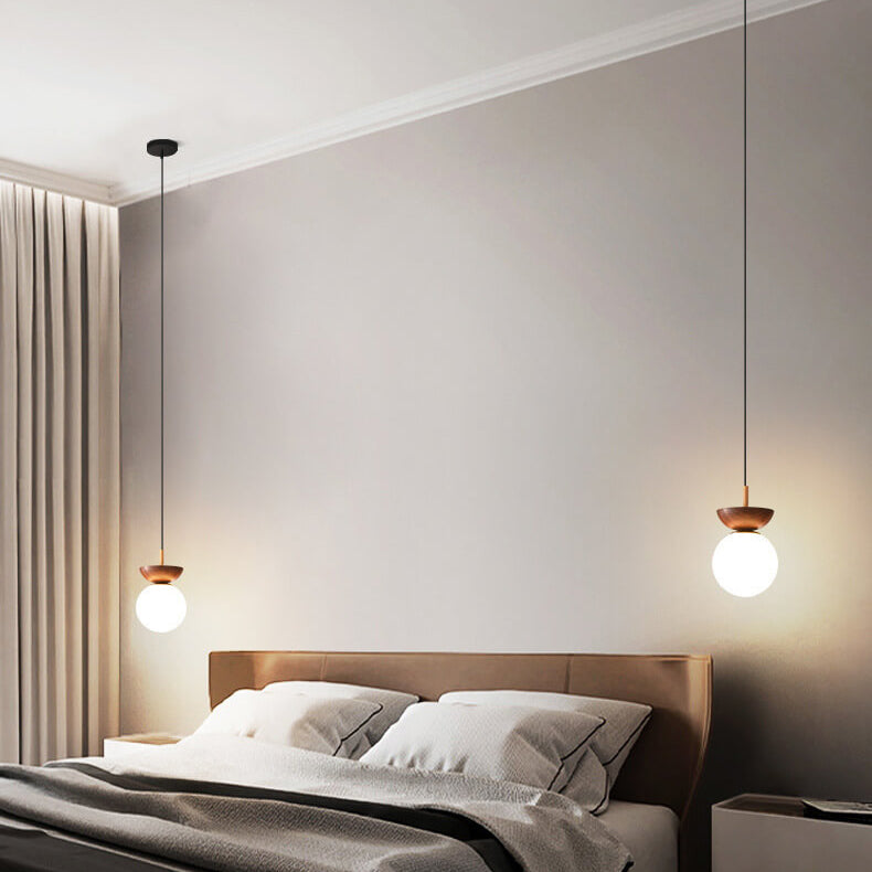 Glass & Iron Hanging Ceiling Light Fixture 6.3 in Adjustable Cord Modern Semi-Flush Mount for Bedroom Entryway Home 110V G9 Socket | Thomler