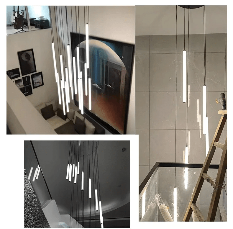 Adjustable Height LED Chandelier for Staircase & Foyer – Iron & Acrylic Multi-Light Fixture, 47–118 in Drop, 5–18 Bulb Configurations for En | Thomler