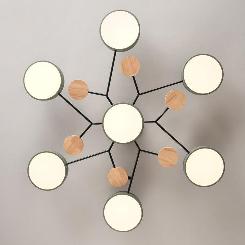Scandinavian Ceiling Light Fixture 35 in Dimmable LED Flush Mount Wood Iron Acrylic for Bedroom Living Room Kitchen Dining Room Modern Minim | Thomler