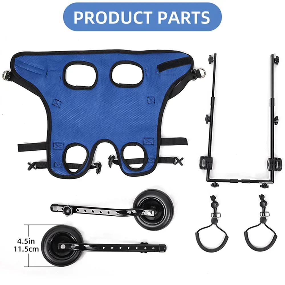Silla de ruedas ajustable para mascotas con soporte para patas traseras y soporte seguro, para perros y gatos