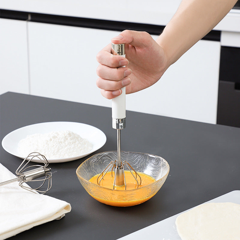 Batidor de mano giratorio para huevos, nata y masa, mezclador semiautomático de empuje para repostería, cocina y hogar | Thomler