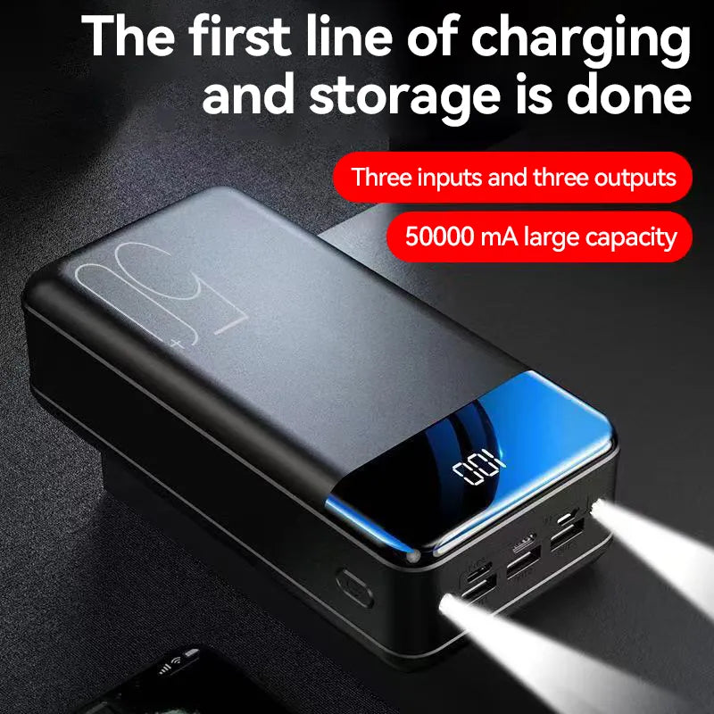 50000mAh Portable Charger with LED Display Multi-Device Fast Charging External Battery Pack for Smartphones Tablets Travel Backup Power USB | Thomler