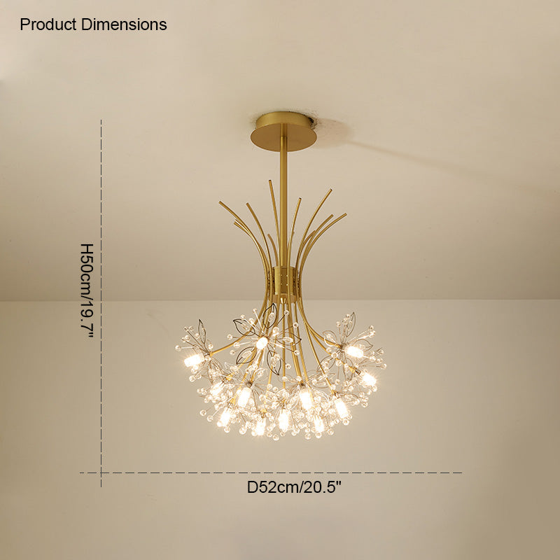 Multi-Arm Crystal Hanging Light Fixture 13-Bulb 20.5 Inch Diameter Sparkling Glass for Dining Room Living Room Entryway Bedroom Modern Adjus