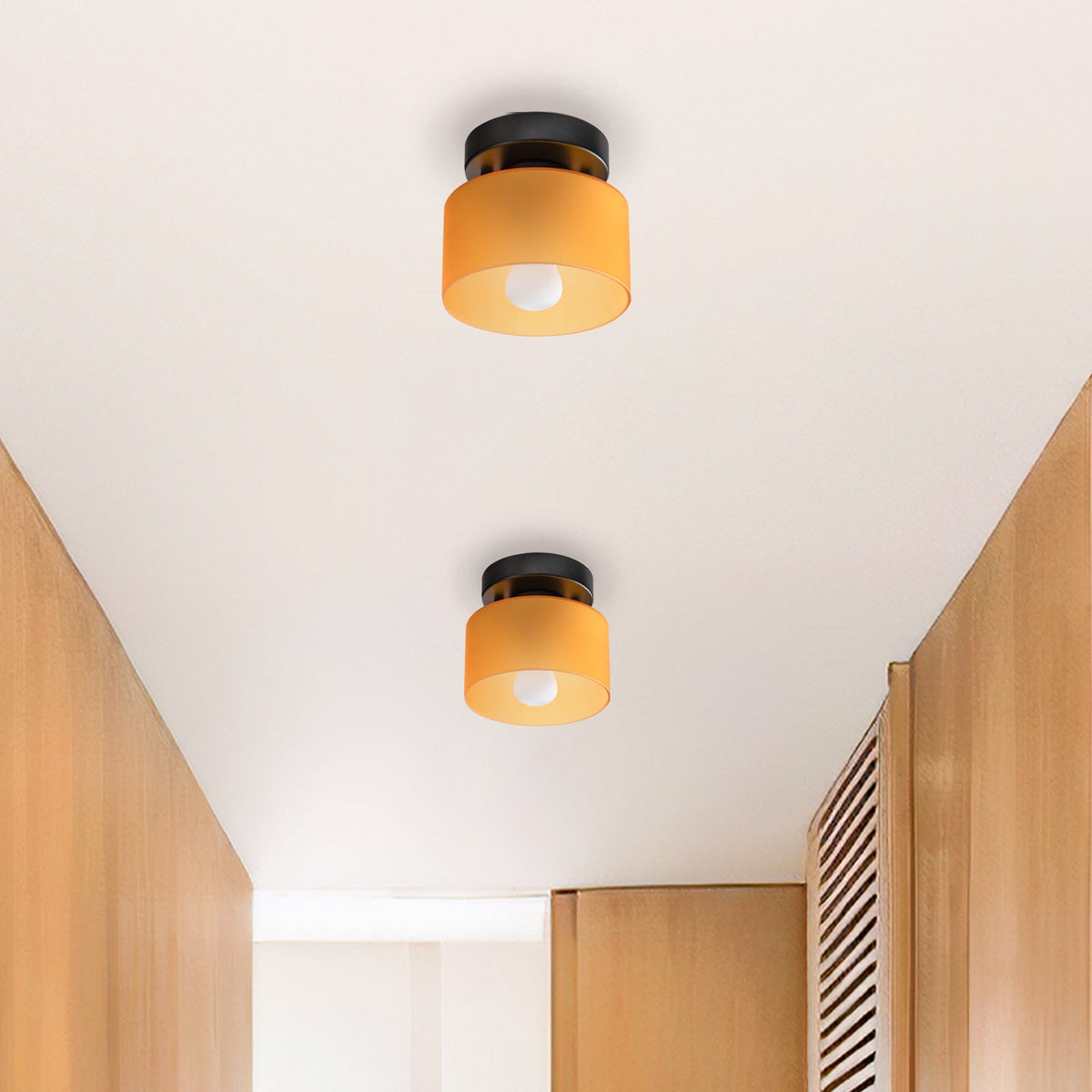 Flush Mount Glass Dome Ceiling Light E26 Socket Amber Globe for Kitchen Entryway Bedroom Low Profile Vintage Style Home Lighting Fixture | Thomler