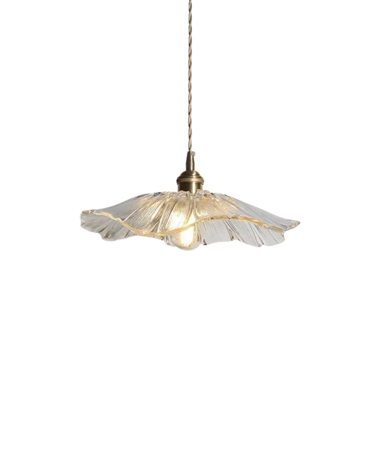 Glass Pendant Light with Brass Socket and Organic Petal Shape for Dining Room and Living Space | Thomler