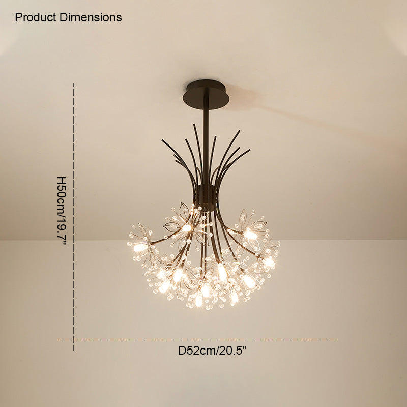 Multi-Arm Crystal Hanging Light Fixture 13-Bulb 20.5 Inch Diameter Sparkling Glass for Dining Room Living Room Entryway Bedroom Modern Adjus