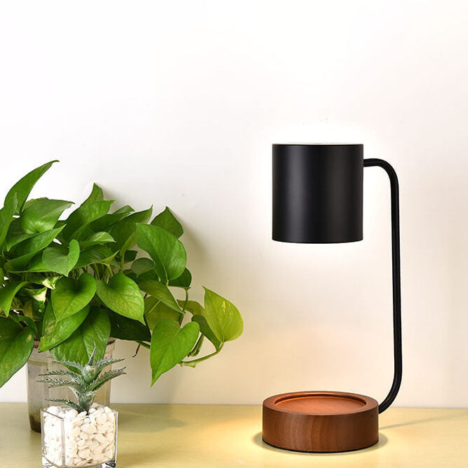 Wood & Metal Desk Lamp with GU10 Socket for Bedroom Nightstand Reading Study Room Office Task Lighting Plug-In Accent Light 6.7" | Thomler
