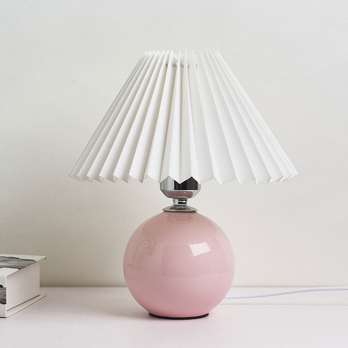 Ceramic Accent Lamp with Fabric Shade 11x9.5 in E26 Socket for Nightstand Desk Study Room Reading Light Modern Home Decor | Thomler