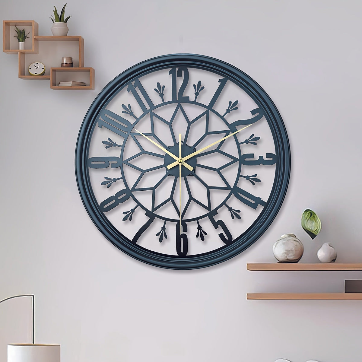 Retro metalen wandklok stil kwartsuurwerk industriële woon- en kantoordecoratie niet-tikkend geruisloos batterijgevoed vintage handgemaakte look woonkamer