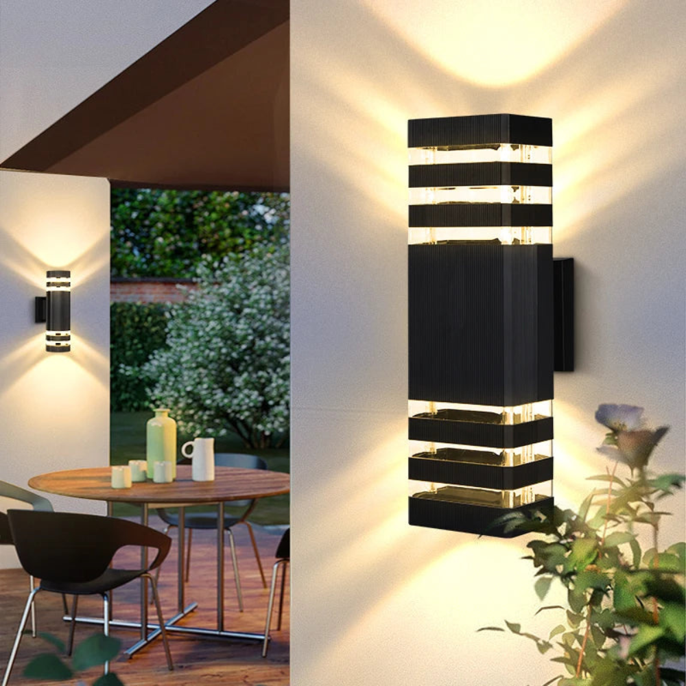 Outdoor Wall Sconce E27 Socket Weatherproof Black Finish Dual-Beam Up-Down Lighting for Entryways Patios Garden Facades Exterior Home | Thomler